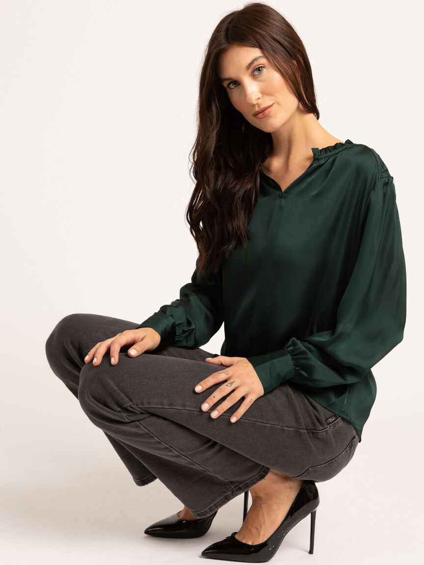 willa satin peasant blouse Image 5