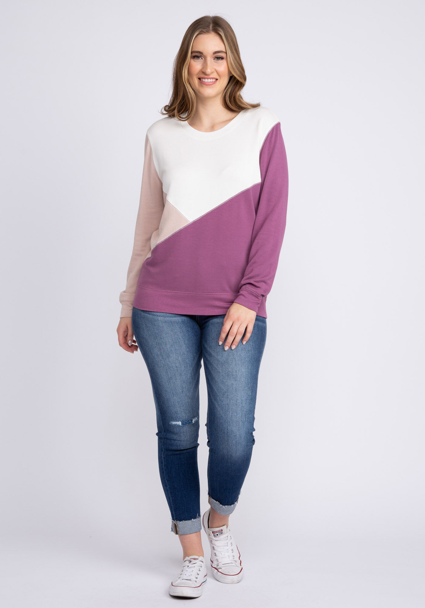 zoya colorblock crew neck popover  Image 3