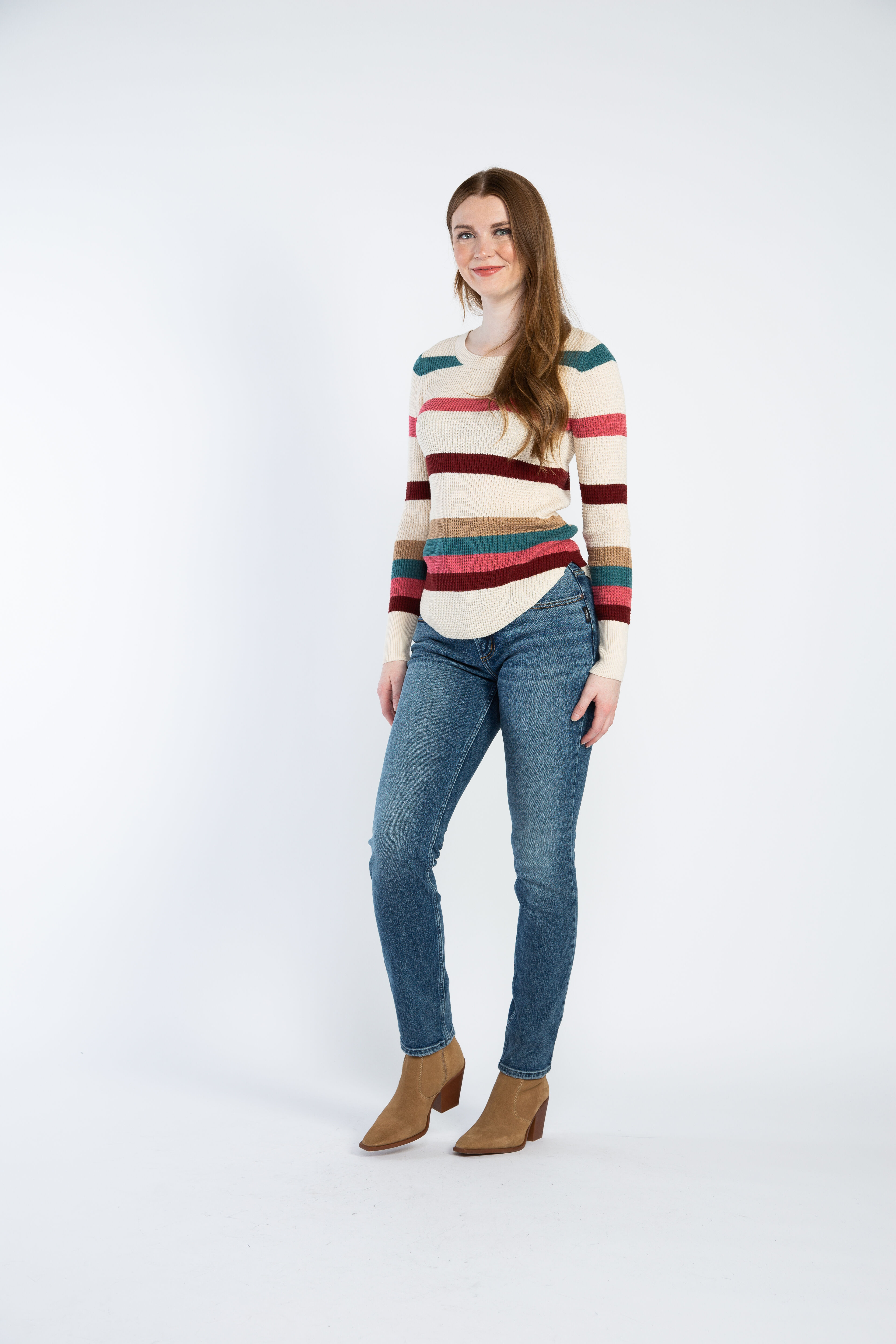 maria waffle crew neck sweater Image 3