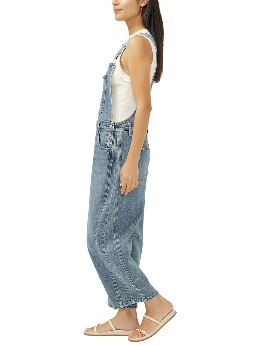 Denim Barrel Leg Overalls