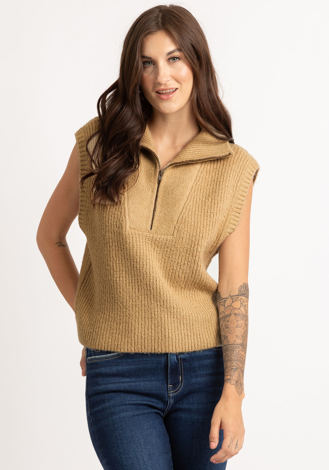 1/2 zip sleeveless pop over Image 2