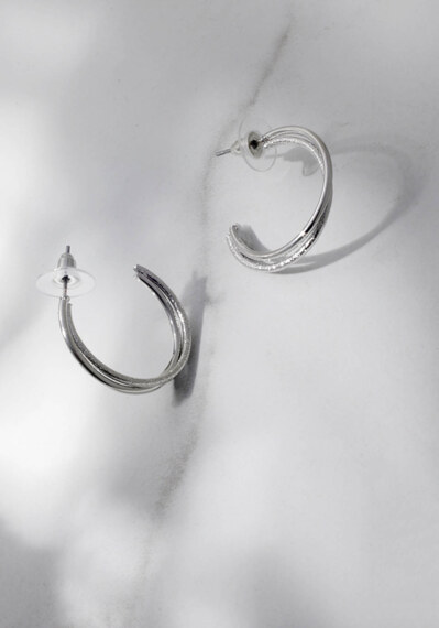 3 pack silver hoop earrings Image 2