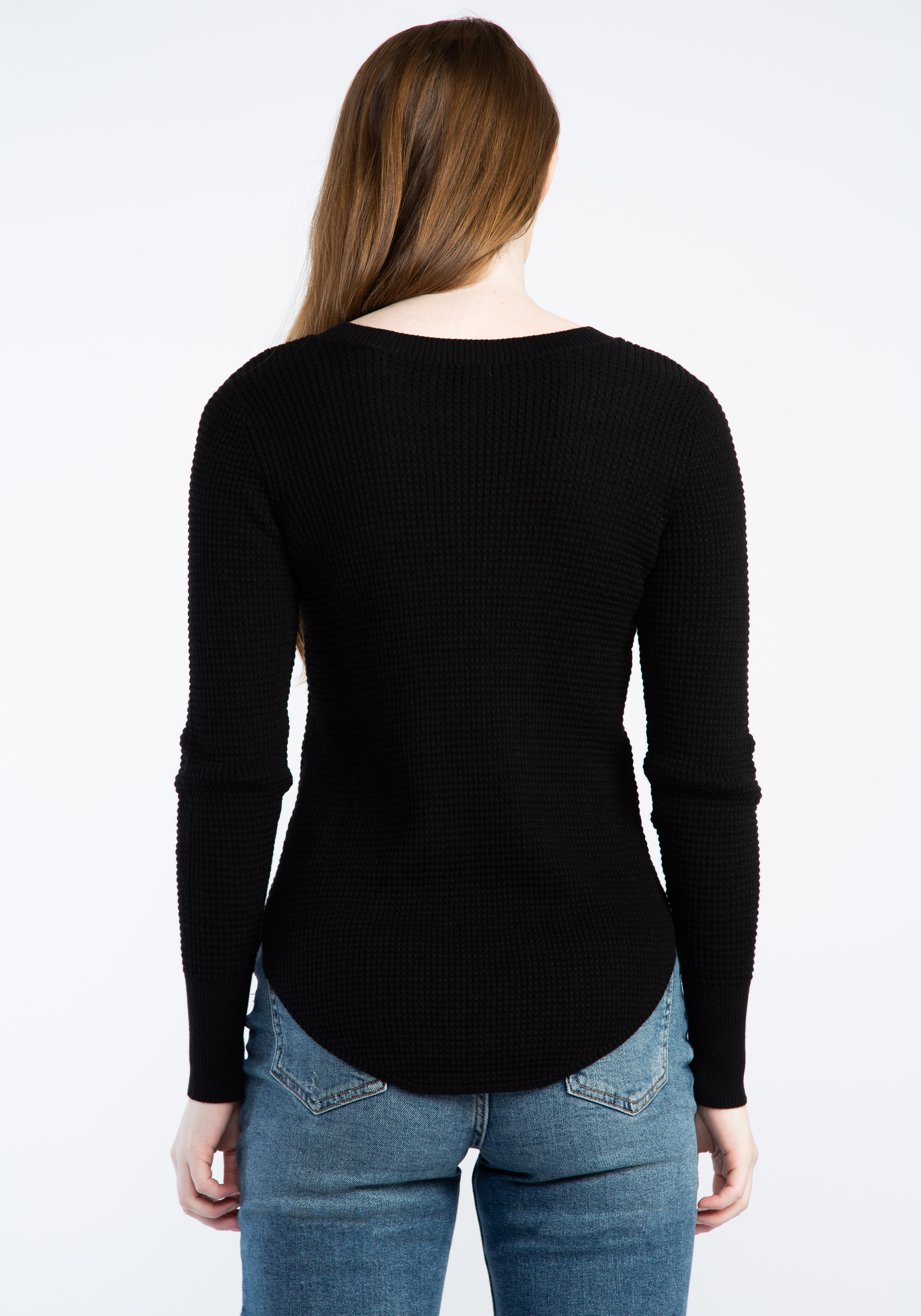 maria waffle crew neck sweater Image 2