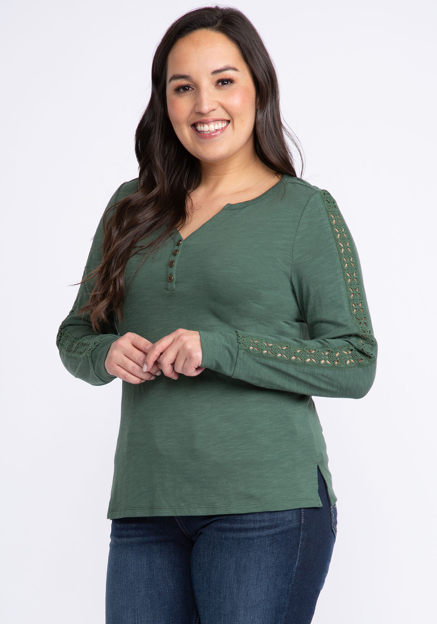 clementine crochet sleeve henley Image 1