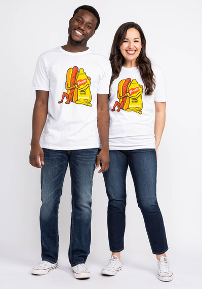 mustard and hot dog graphic t-shirt Image 1