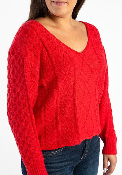 v neck cable popover sweater Image 4