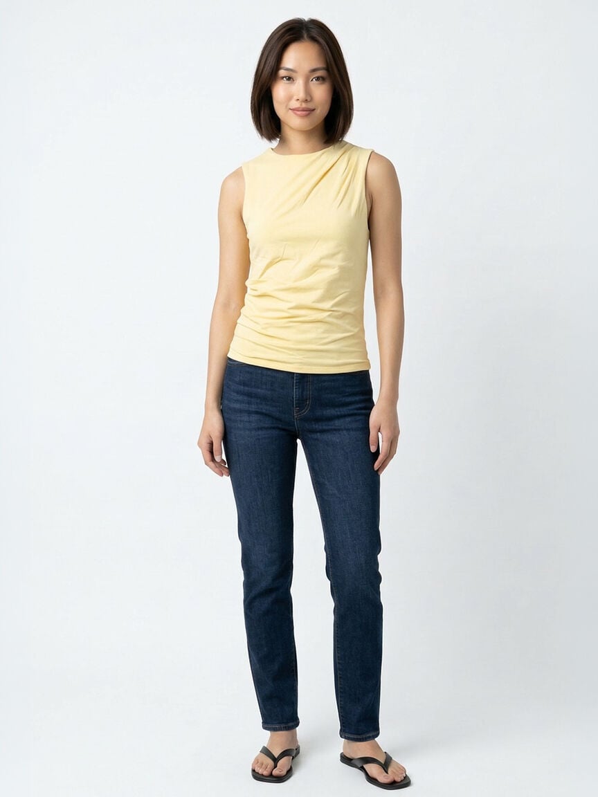 high neck ruched tank