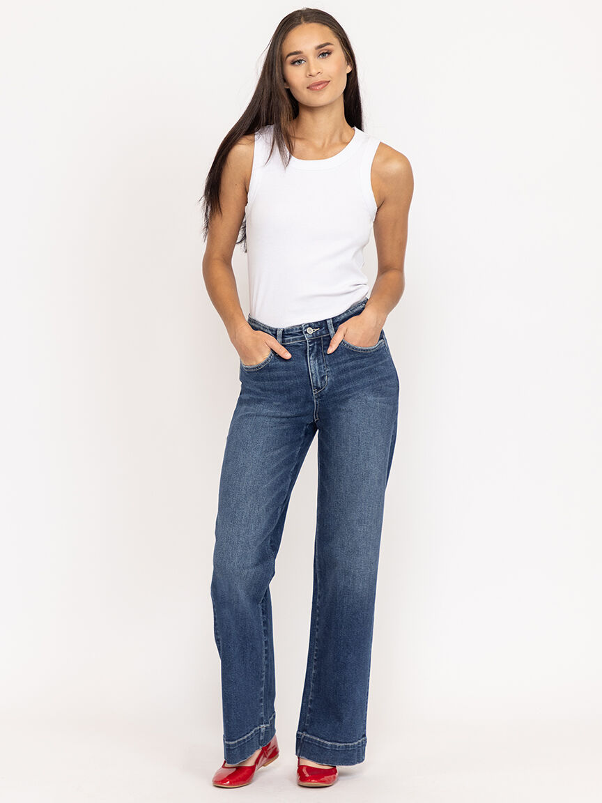 wide leg trouser jean dark authentic Image 1