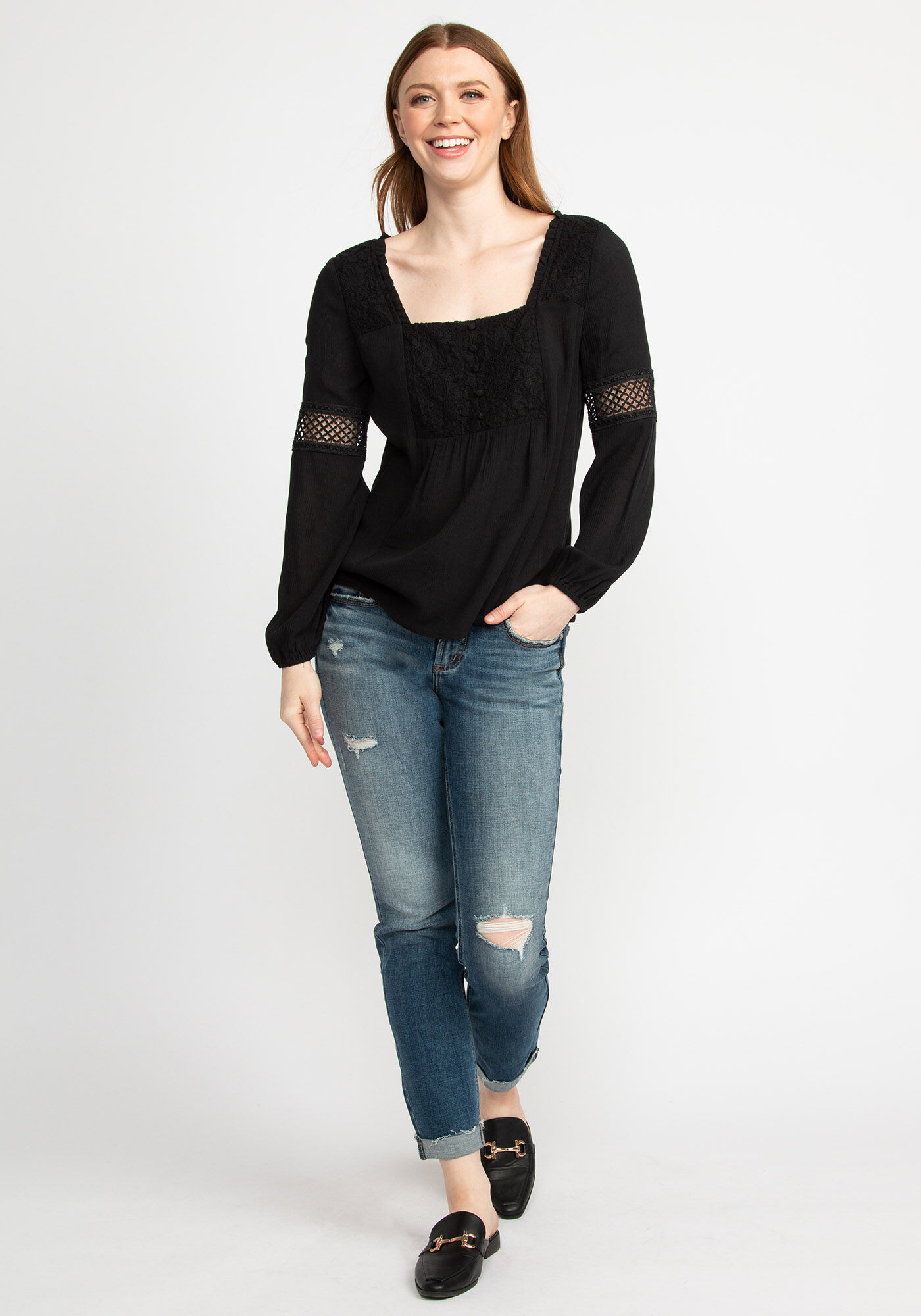 maggie square neck lace trimmed blouse Image 3