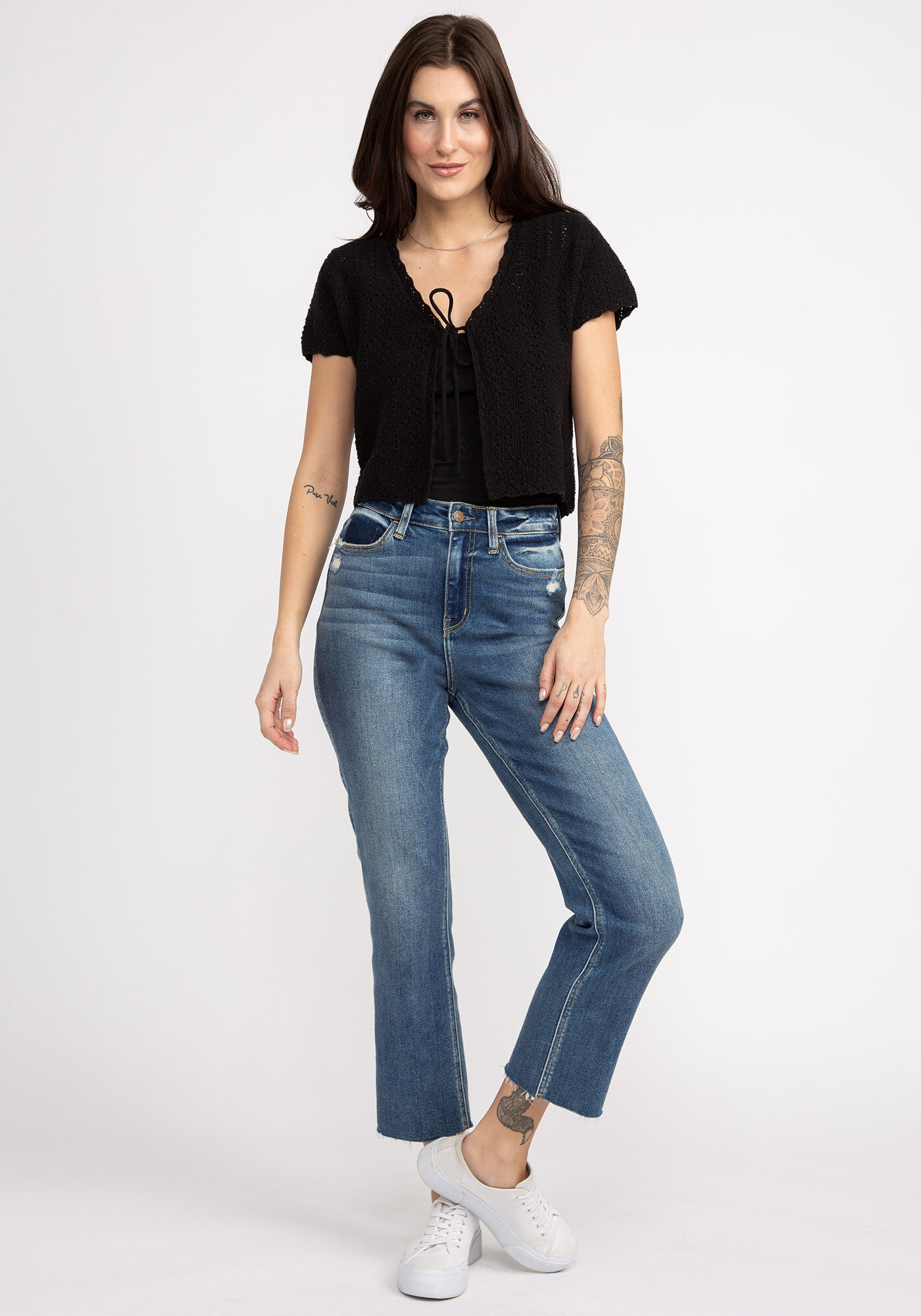 eileen tie front pointelle cardigan Image 3