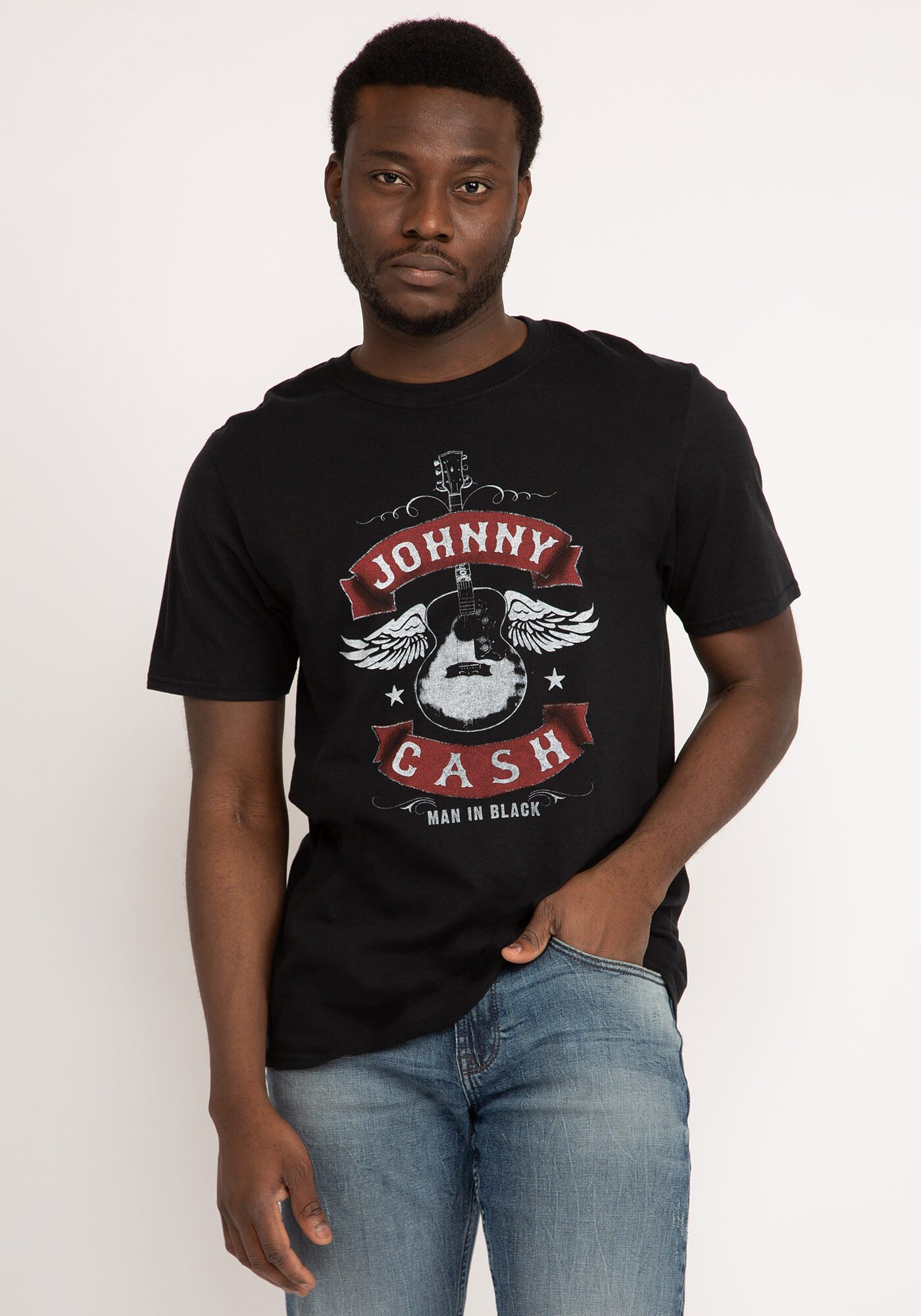 man in black winged guitar t-shirt Image 5