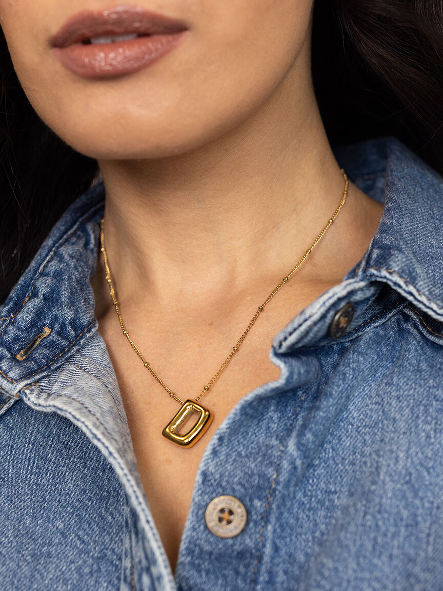 helium bubble initial necklace "D" Image 3