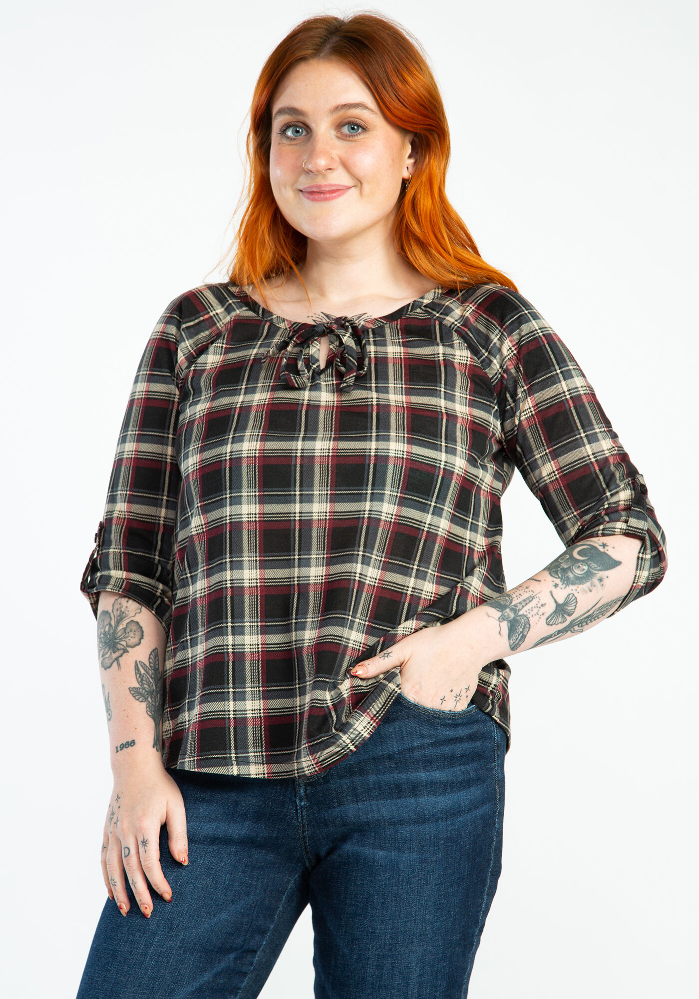 tie neck peasant blouse Image 1