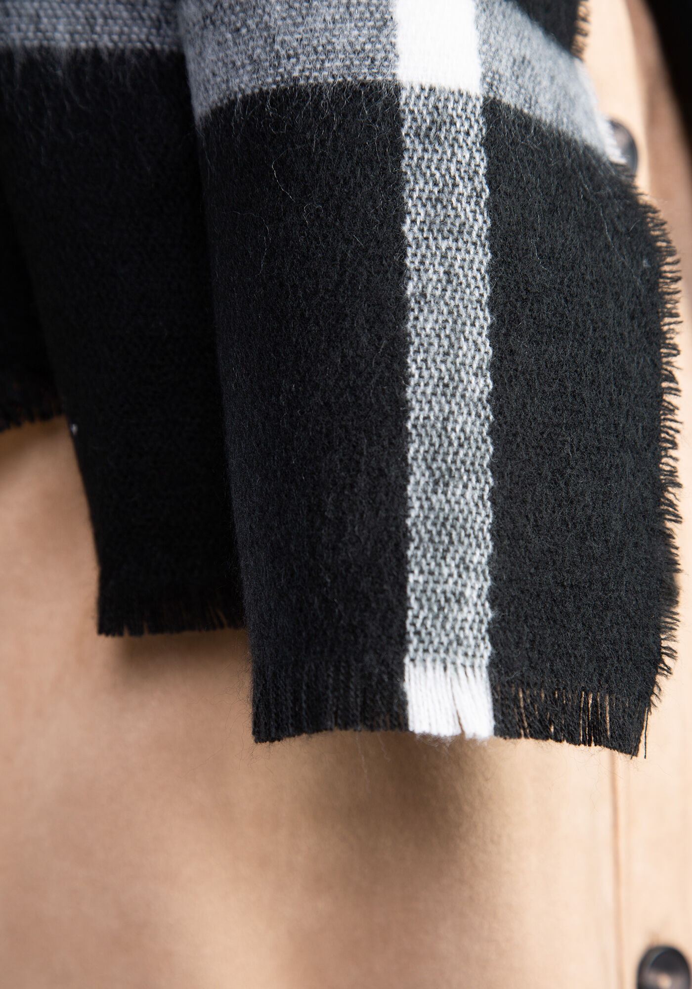 plaid rectangle scarf w frayed edge Image 6