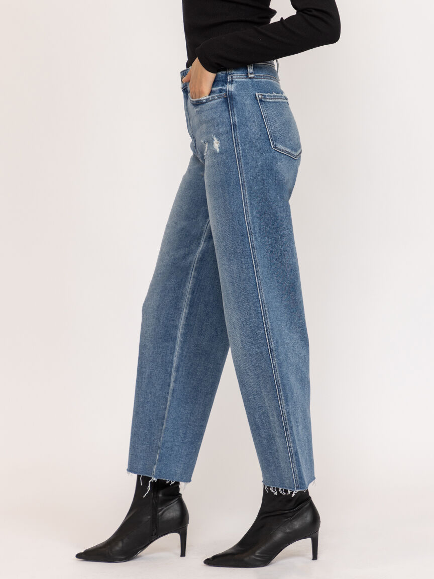 high rise slim wide leg jean