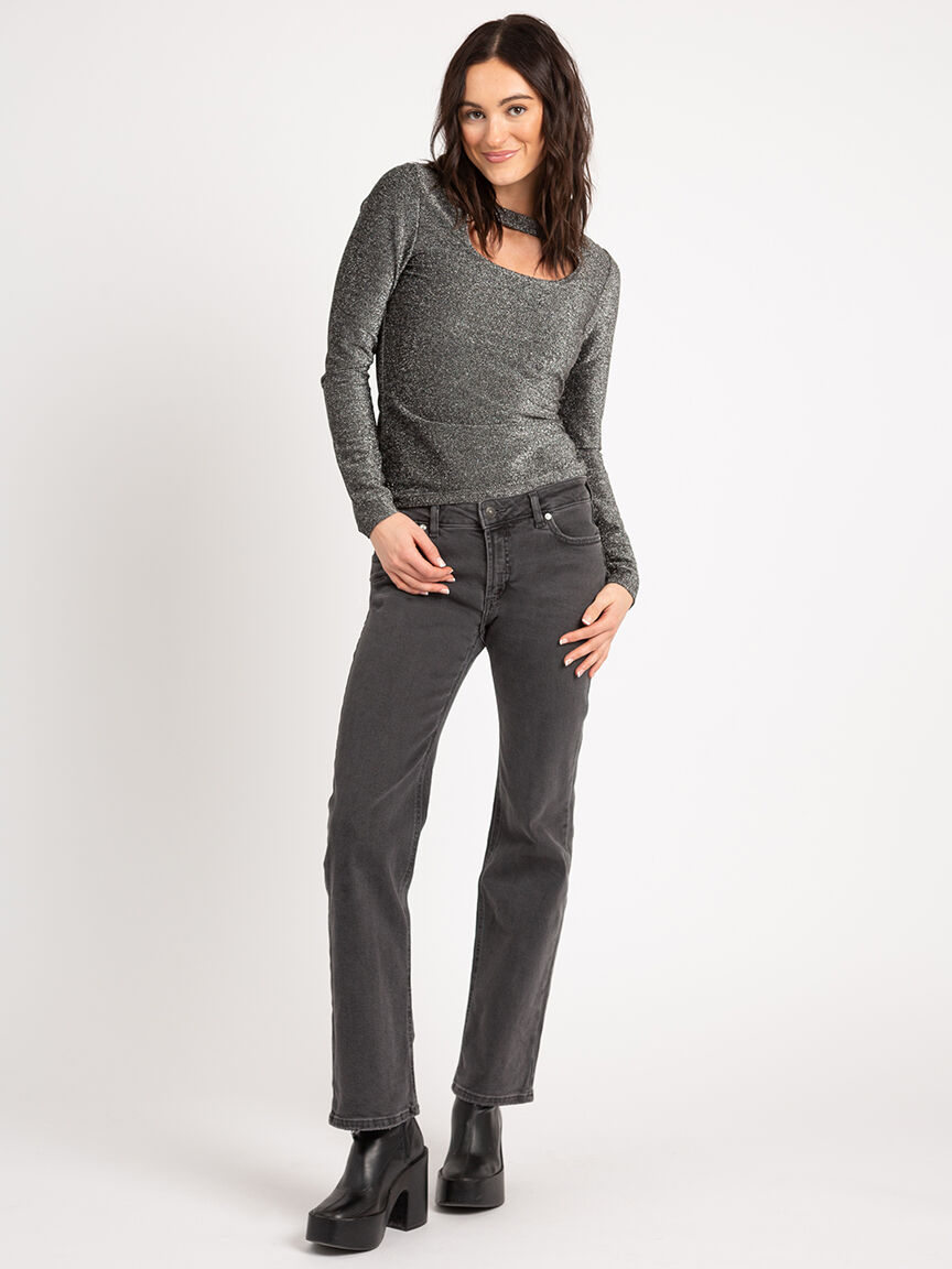 tish lurex peek a boo rib top Image 2