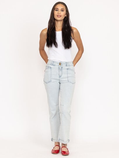 hickory stripe cropped jean light authentic hickory stripe cropped jean light authentic