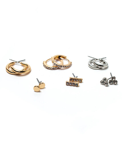 6 pack stud and mini hoop earrings Image 4