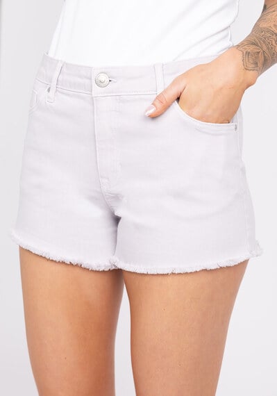 high rise coloured shortie with frayed hem high rise coloured shortie with frayed hem Image 5