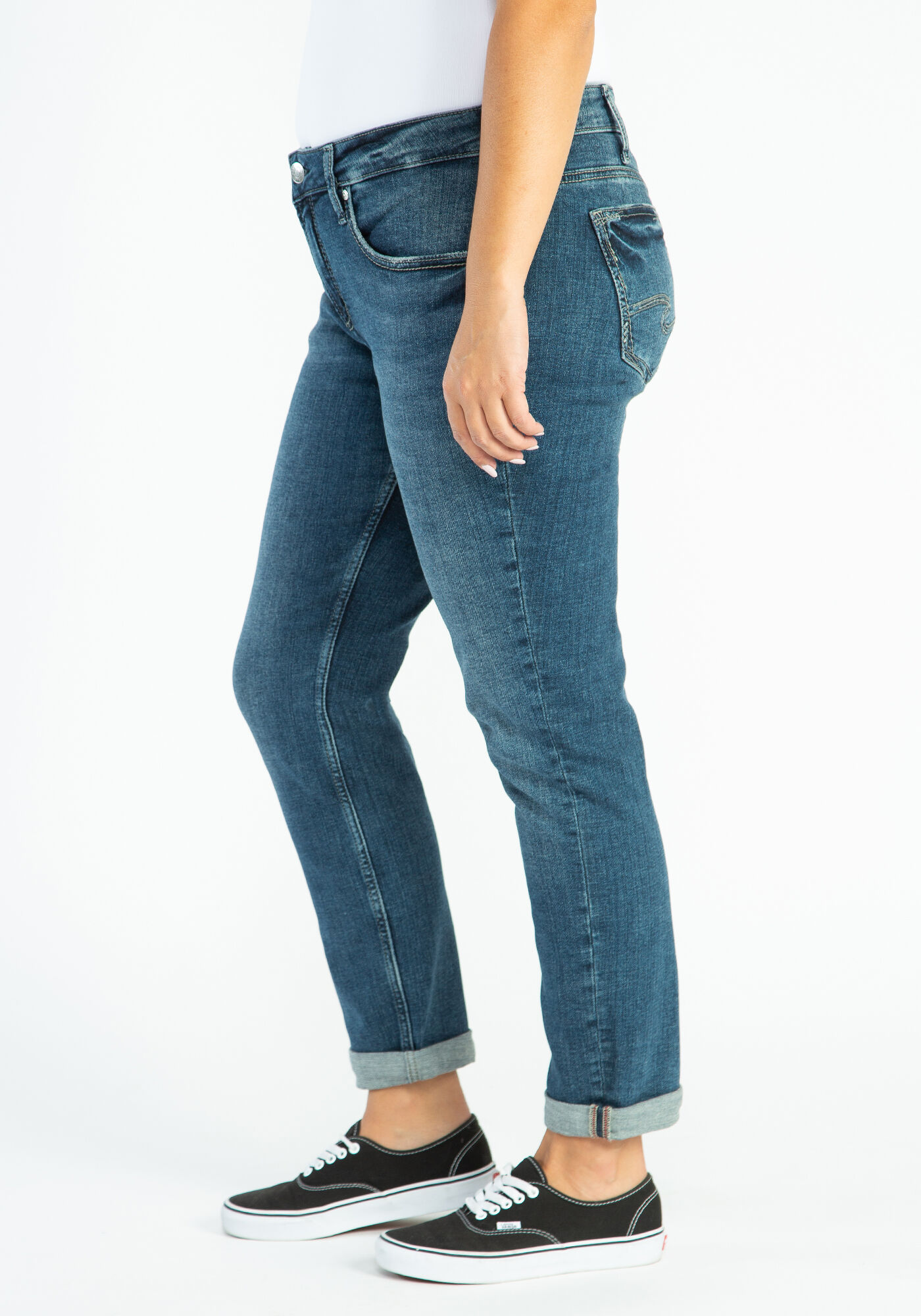 boyfriend mid rise slim leg jeans Image 5