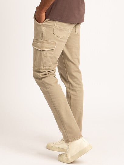 men's slim straight flax cargo pants