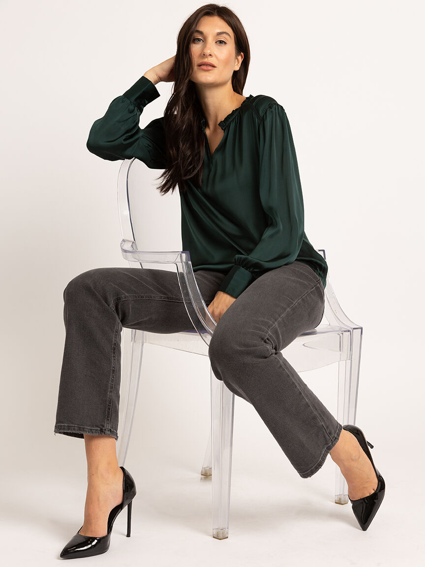 willa satin peasant blouse Image 1