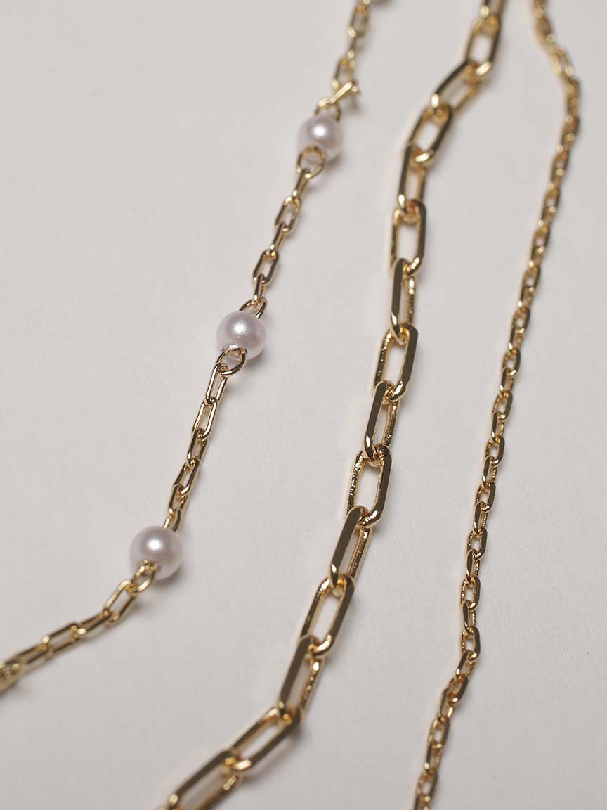 layered pearl and gem necklace Image 3