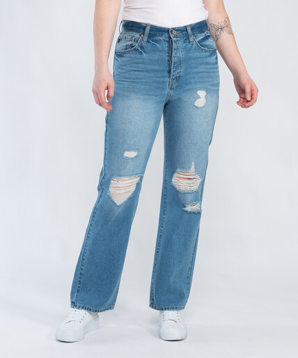 high rise straight leg jeans Image 1