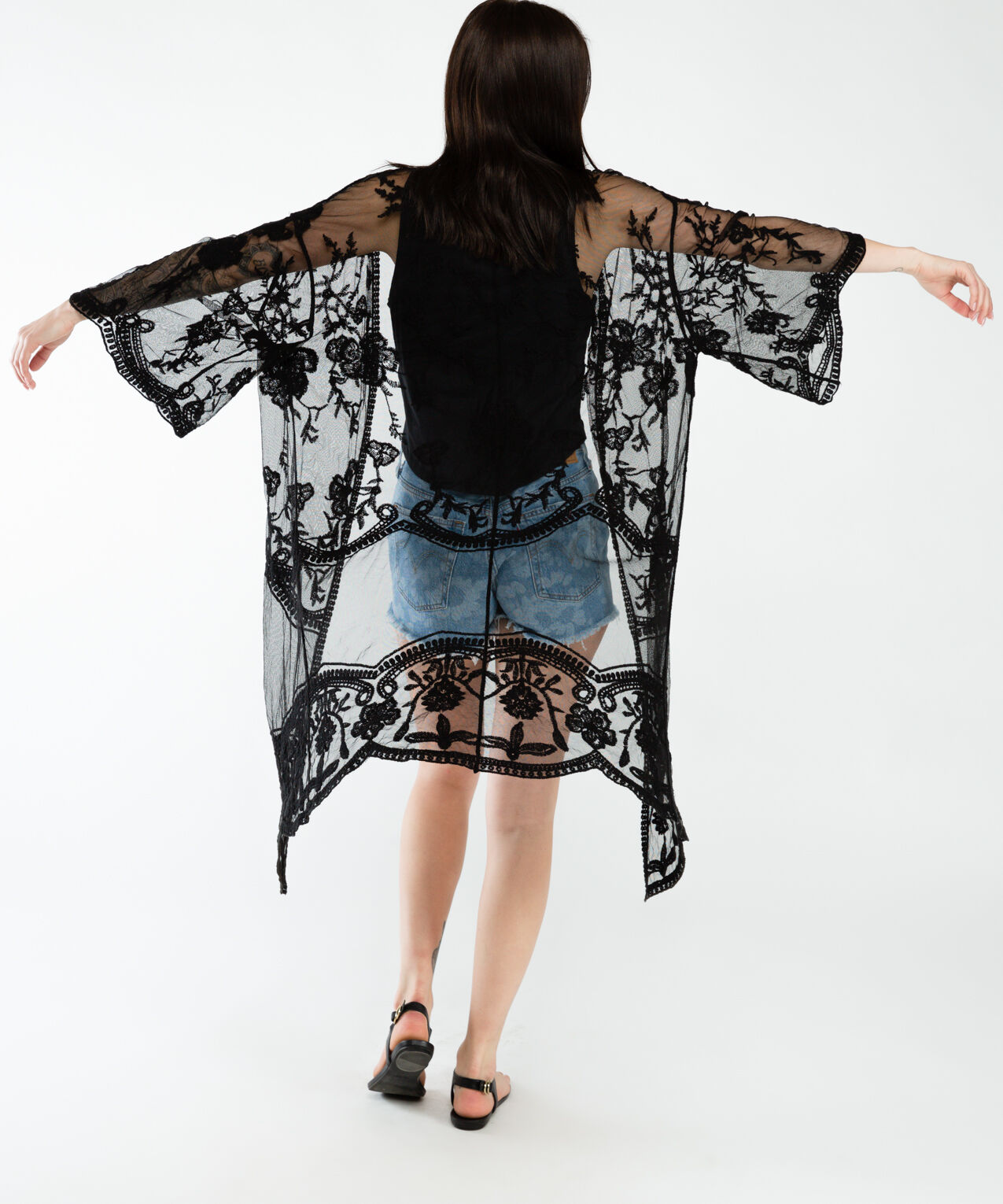 long sleeve embroidered kimono Image 2