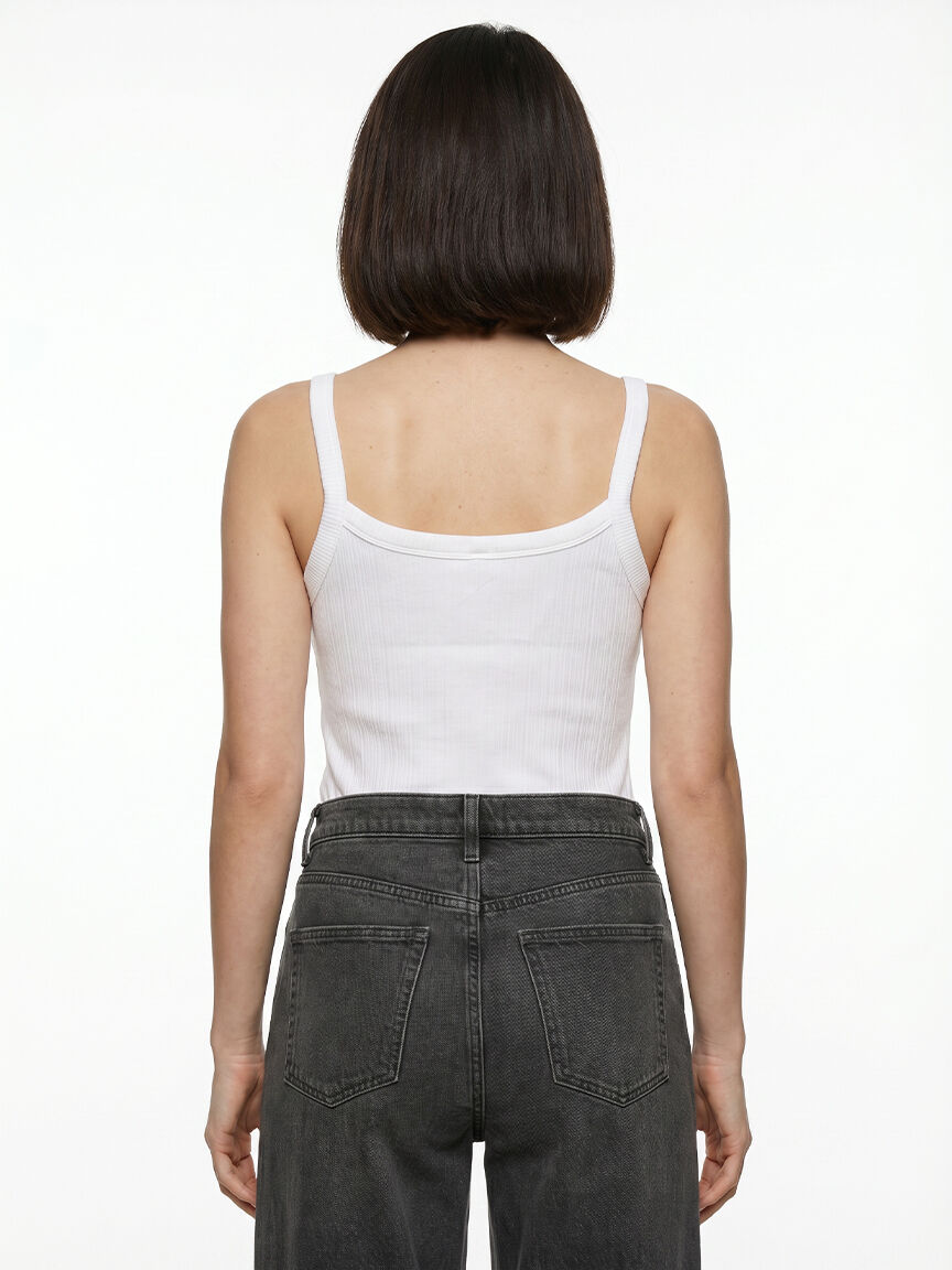 ribbed tank with faux button front Image 3