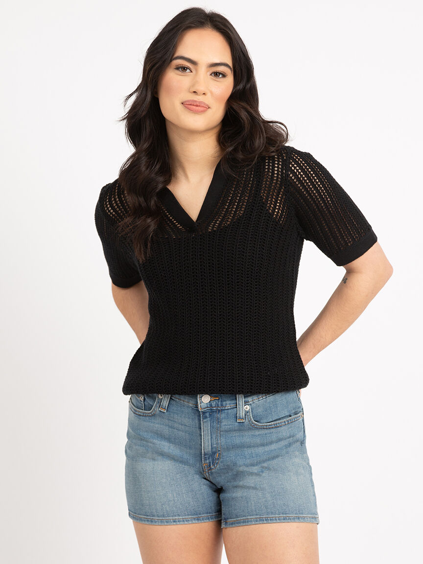 flora short sleeve johnny collar popover Image 1