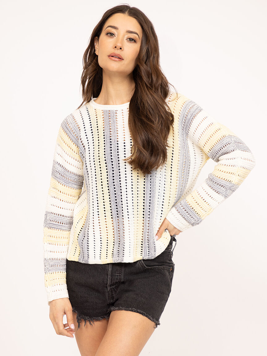 stripe crew neck sweater