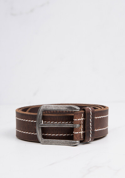men's belt w 2 row contrast stitch men's belt w 2 row contrast stitch Image 1