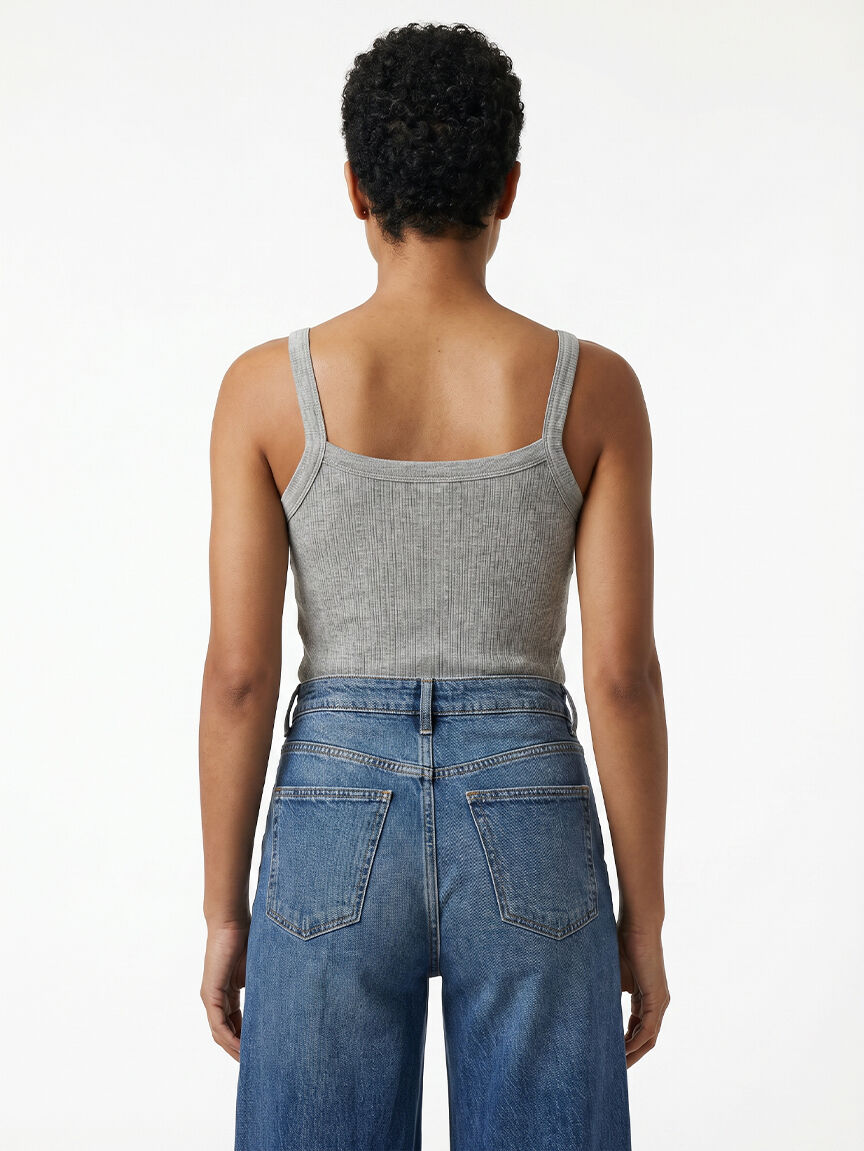 ribbed tank with faux button front Image 3