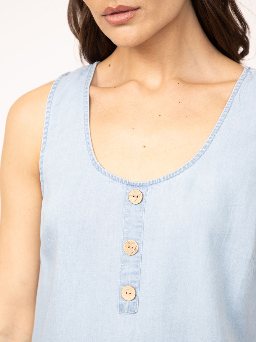 scoop neck chambray tank