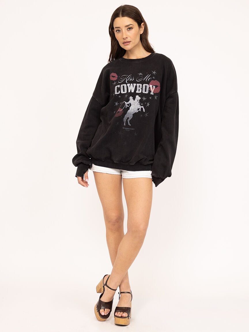 kiss me cowboy oversized crewneck
