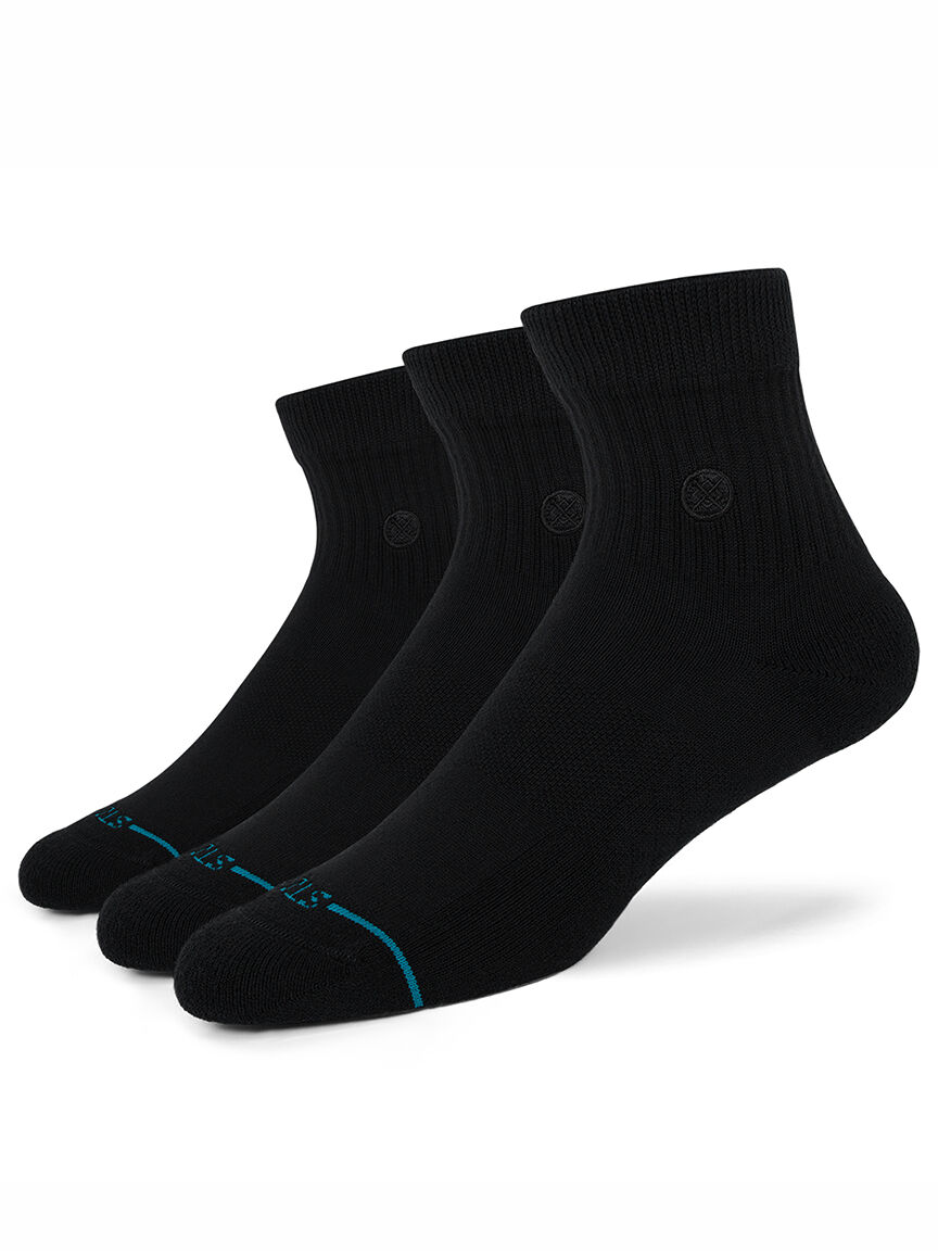 icon quarter sock 3pk black