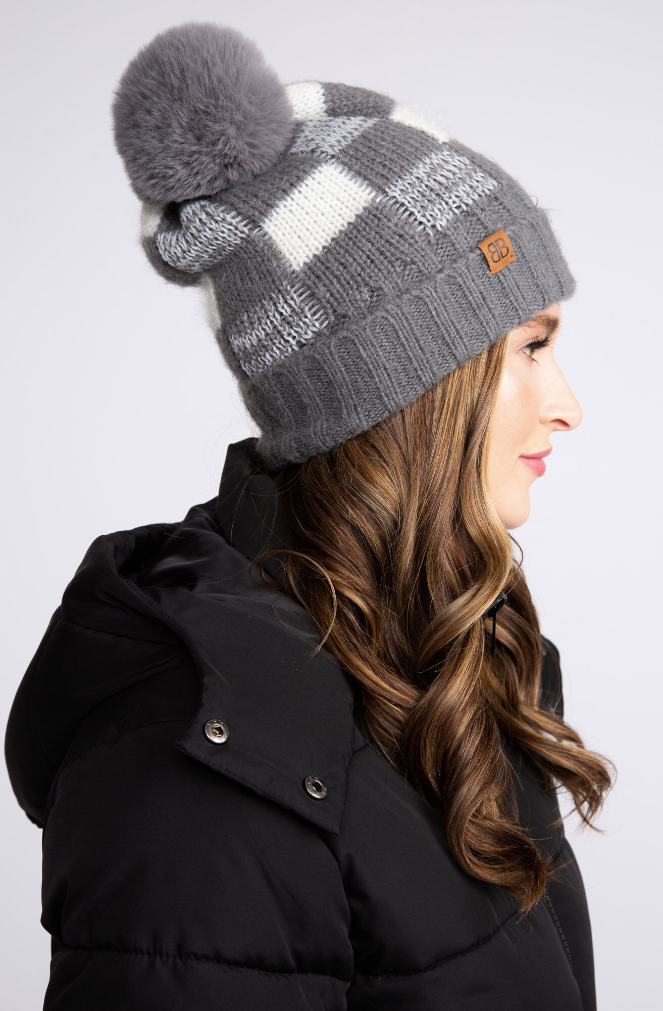 bb women toque charcoal plaid Image 2
