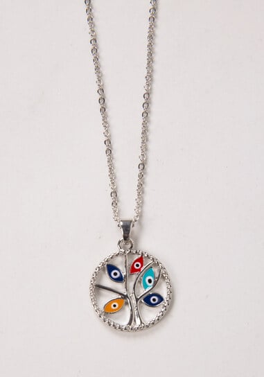 multicoloured family tree pendant necklace