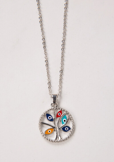 multicoloured family tree pendant necklace Image 2