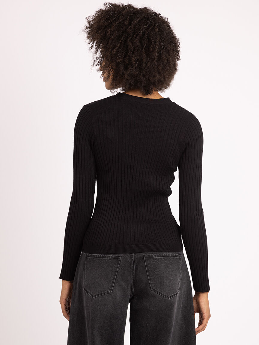 v neck henley sweater Image 3