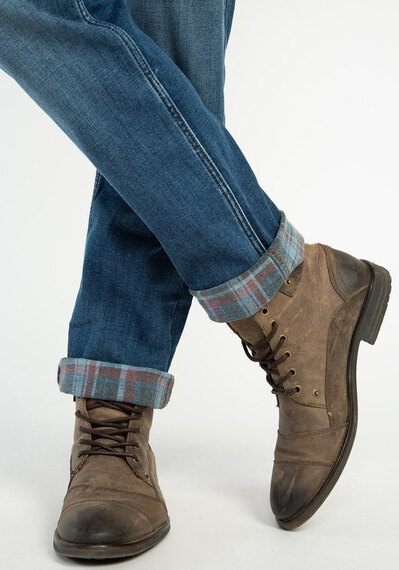 slim straight jean with plaid print Image 5
