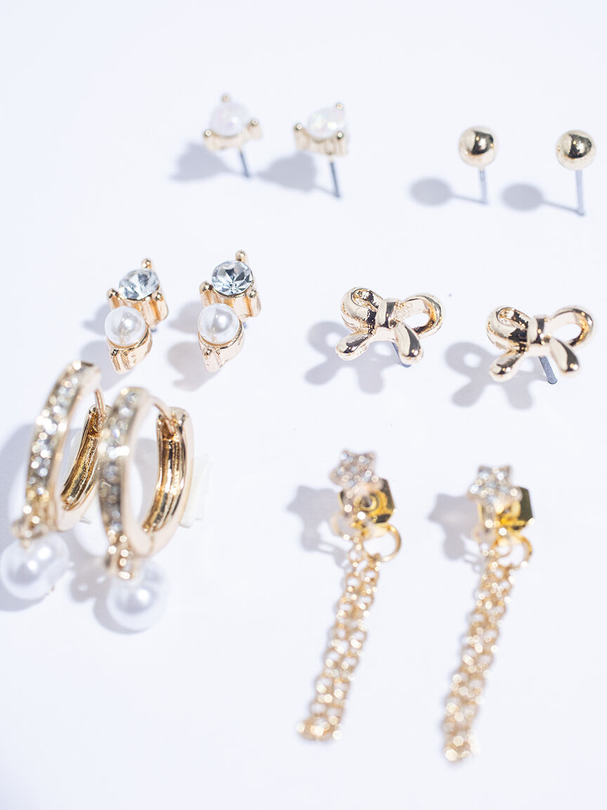 6 pack gold earrings Image 2