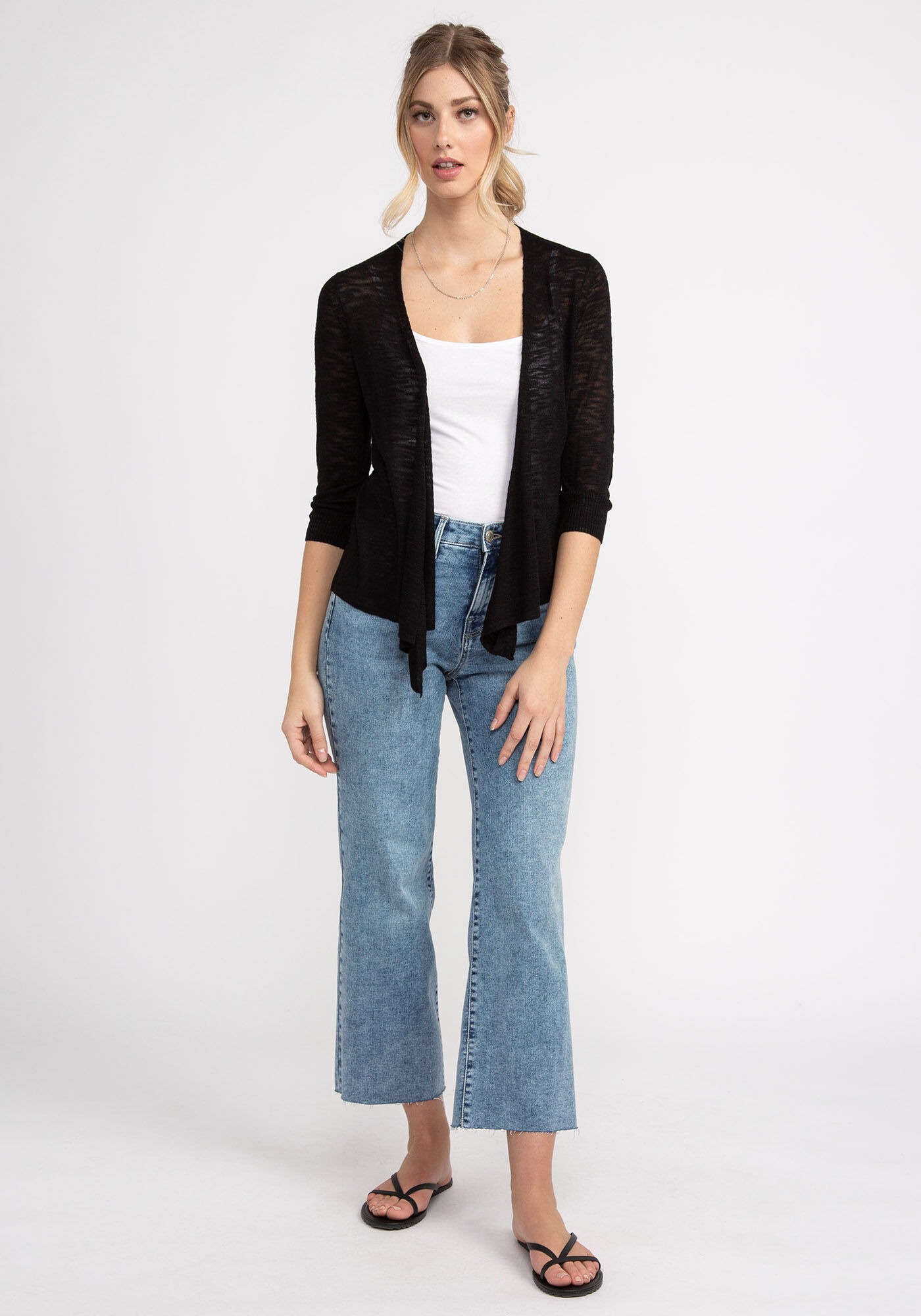 catherine &frac34; sleeve open cardigan Image 1