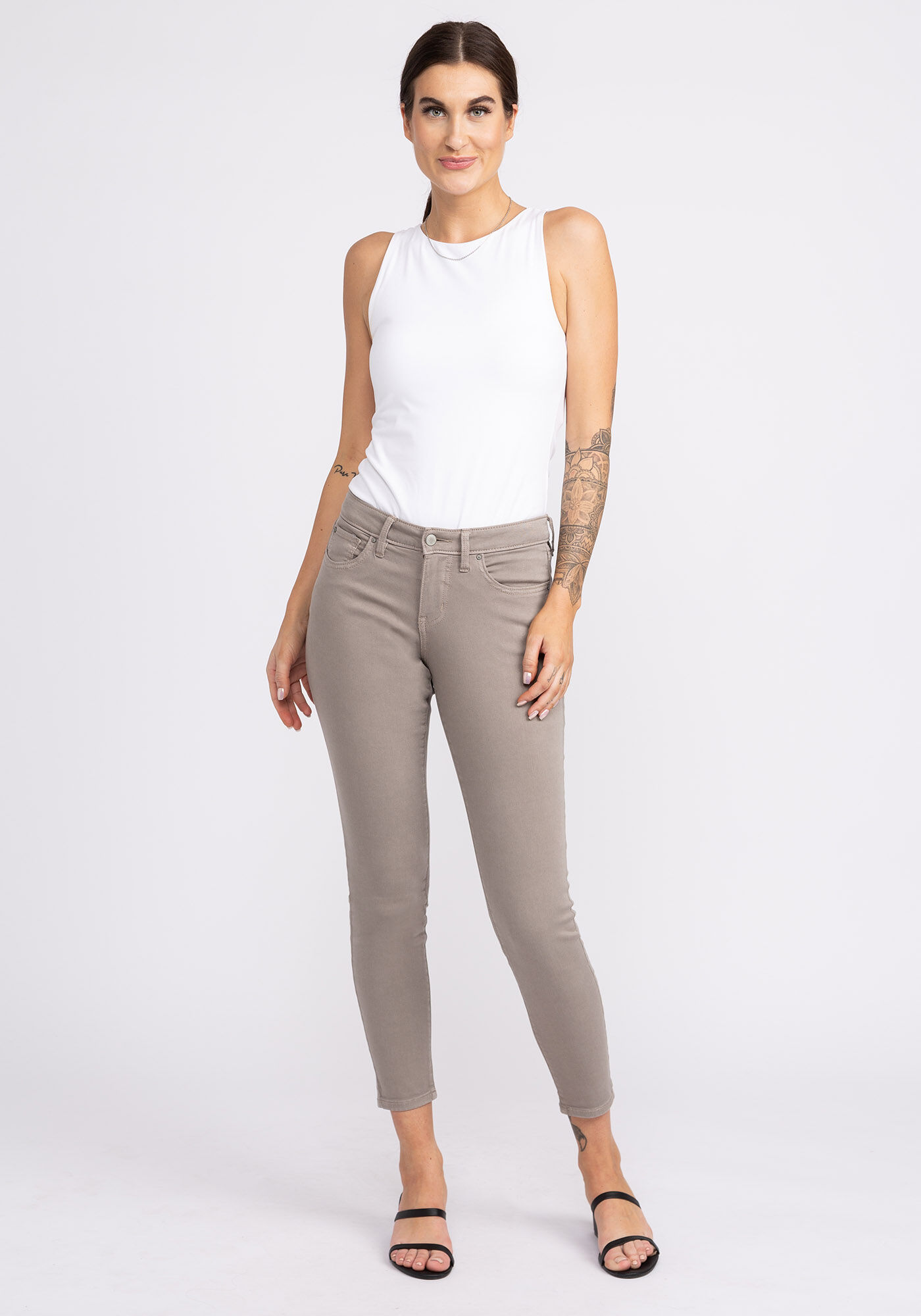 Mid rise new arrivals khaki skinny jeans