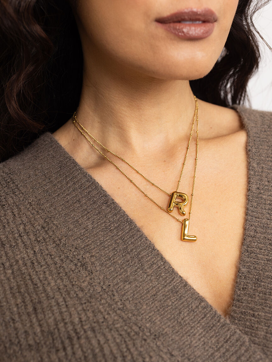 helium bubble initial necklace "L" Image 2