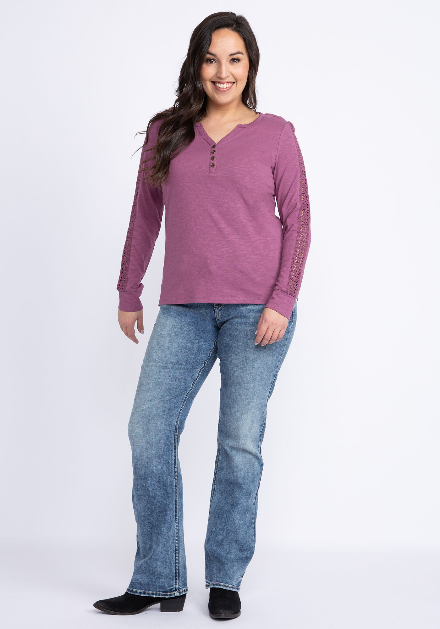 clementine crochet sleeve henley Image 3