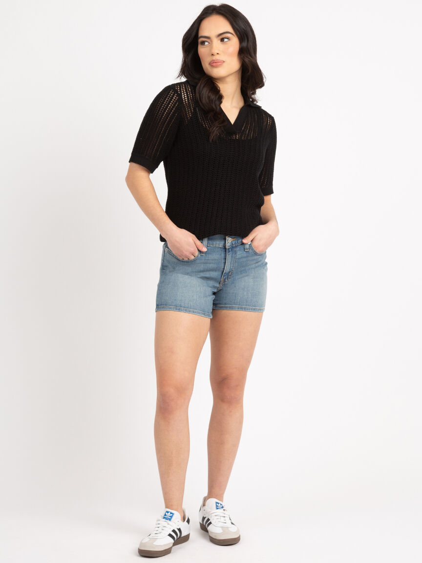 flora short sleeve johnny collar popover Image 2