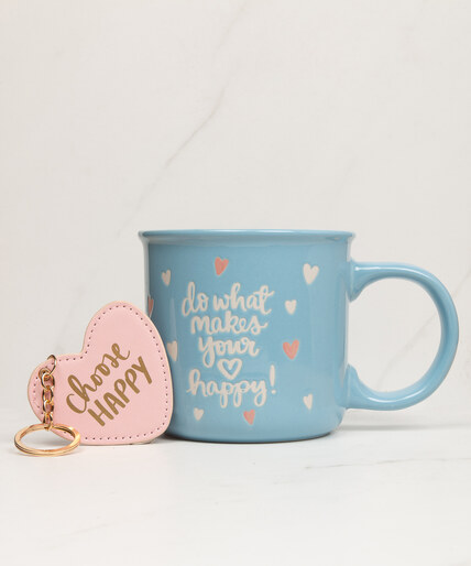 blue and pink mug and keychain gift set Image 1
