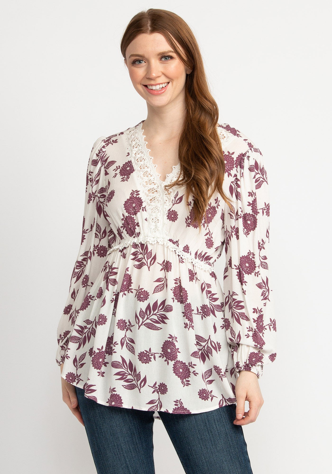 vienna crochet trim peasant blouse  Image 1